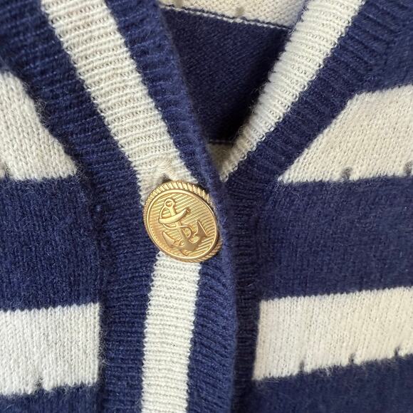 J. Crew Cashmere Oversized Striped Gold button cutout Cardigan size S - Picture 4 of 8